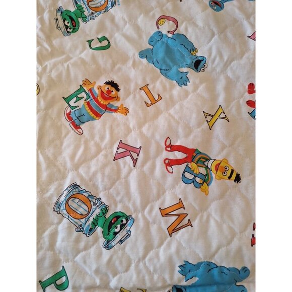 3 Yards Vintage Quilted Sesame Street Comforter Fabric 110"x45" Alphabet Letters - Picture 2 of 8